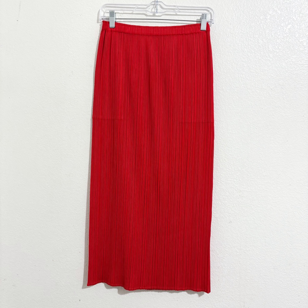 Pleats Please Issey Miyake Pleated Midi Skirt In Red